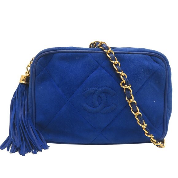 Chanel Chain Women's Shoulder Bag Suede Blue - Picture 1 of 9
